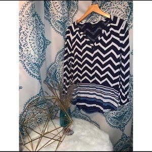 🔆 3 for $40 Lucky Shirt Blue and White Chevron